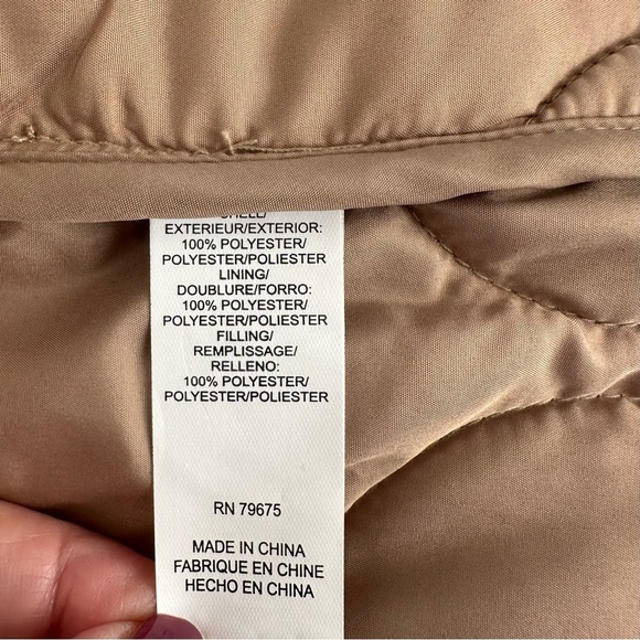 Lucky Brand tan quilted mandarin collar cropped boxy puffer chore jacket XL - Picture 6 of 7